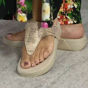 Sketcher Bohemian Retrograde Juniper Relaxed Fit Memory Foam Flip Flop Sandals